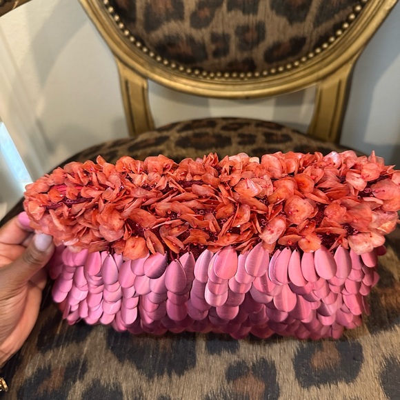 NEW Nanncay Mazzy Embellished Tulle Clutch Pink - Picture 9 of 12